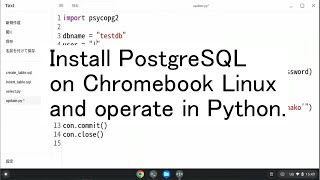 Install PostgreSQL on Chromebook Linux and operate in Python
