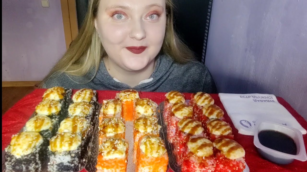 Мукбанг/Mukbang. Запечённые роллы. Благодарю каждого своего подписчика ...