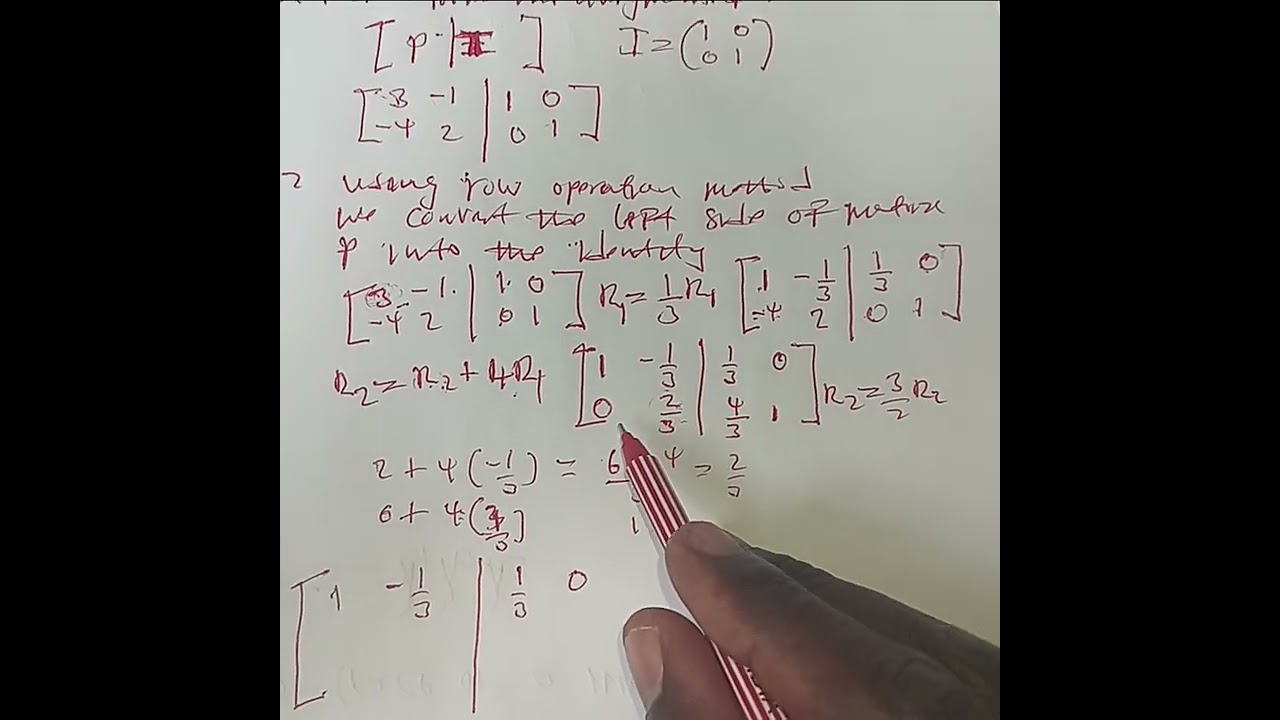 Finding  the inverse using the method  of elementary row operations. 