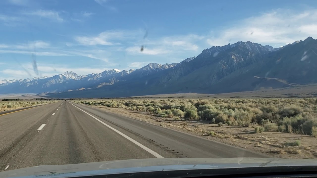 View of Sierra Nevada along Highway 395 in California. - YouTube