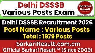 How To Fill DSSSB Various Post Online Form 2026 