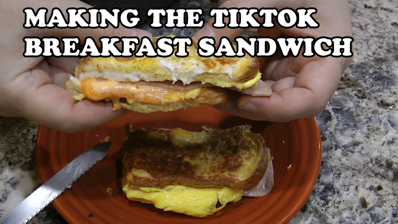 Making The Easy TikTok Breakfast Sandwich 🍳🍔🍞 YouTube
