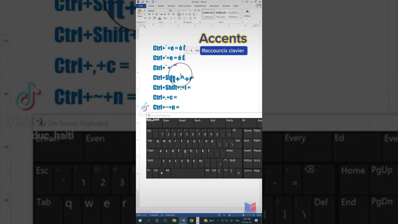 Raccourcis clavier des Accents