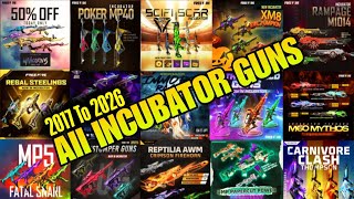 ALL INCUBATOR GUNS SKIN 😍 | 2017 TO 2026 ALL INCUBATOR GUNS SKIN | GARENA FREE FIRE  screenshot 4