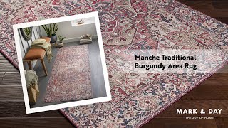 Manche Traditional Burgundy Area Rug