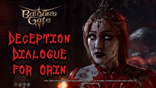 Baldur's Gate 3 - Deception Dialogue for Orin (Dice 🎲 Success and Fails)