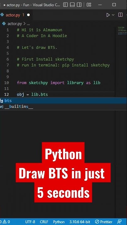 How to draw BTS in Python #bts #btsarmy #btsshorts #btsedits #python # ...