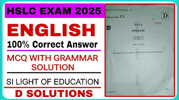 Class 10 English D Set question paper solution HSLC EXAM 2025 #silightofeducation