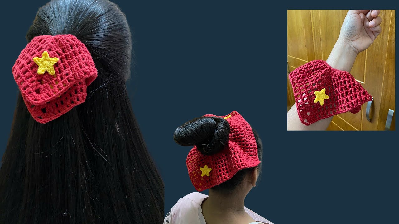 Easy Vietnam Flag Hair Tie Crochet | Cách Móc Cột Tóc Cờ Đỏ Sao Vàng Đơn Giản