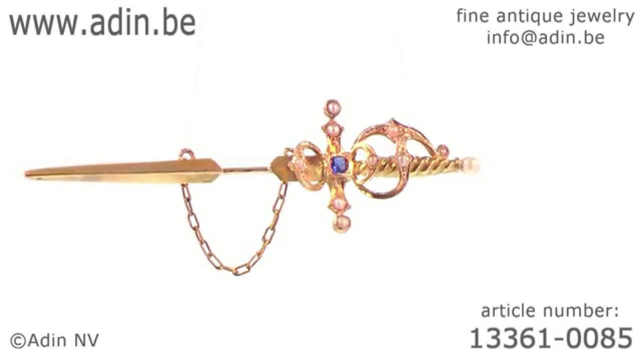 Victorian tie pin or lapel pin in the shape of a sword. (Adin reference