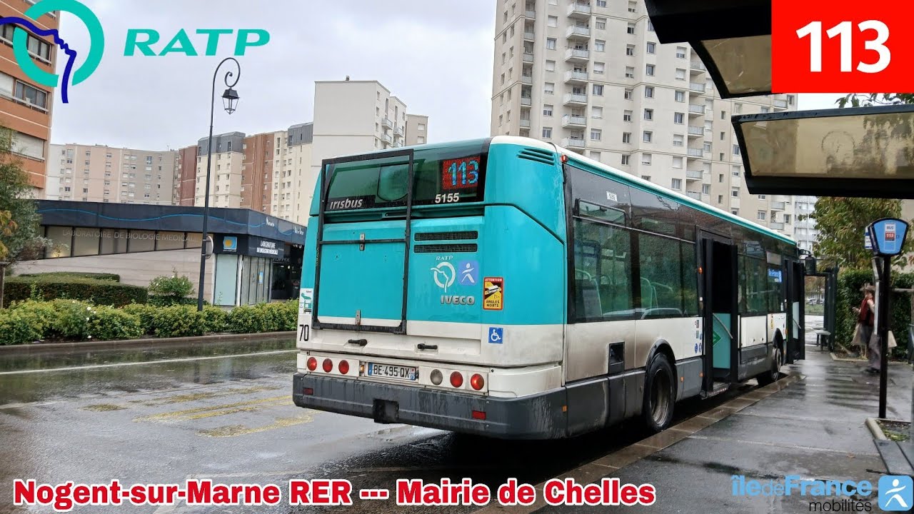 Bus 113 RATP - Citelis 12 N°5155 Nogent-sur-Marne RER --- Mairie de Chelles