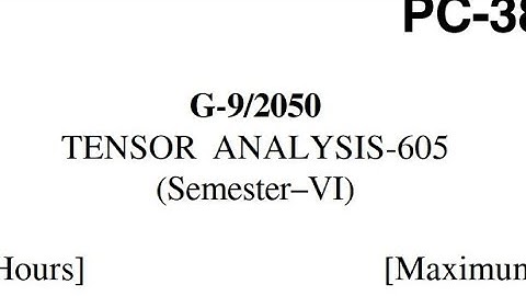 Tensor analysis Final exam question paper(2020)/Punjabi University Patiala/Bsc. maths