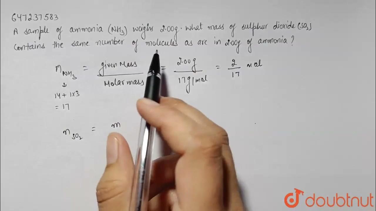 A sample of ammonia (NH_3) weighs 2.00 g. What mass of sulphur dioxide