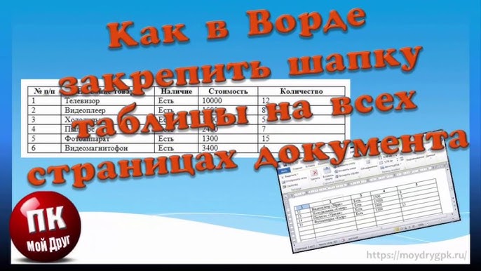 Печать строк или столбцов на каждой странице