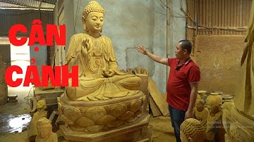 Cận cảnh quy trình tạc tượng thờ, tượng phật tại cơ sở Đồ Thờ Đức Hiệp thuộc làng nghề Sơn Đồng