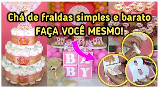 CHÁ DE FRALDAS SIMPLES E BARATO! ursinha princesa #diy