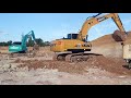 SANY SY215C SUPER ACE VS KOBELCO SK200-10 ถล่มอ่างเก็บน้ำ พี่หลงตั้งรับ excavator and truck EP.7714