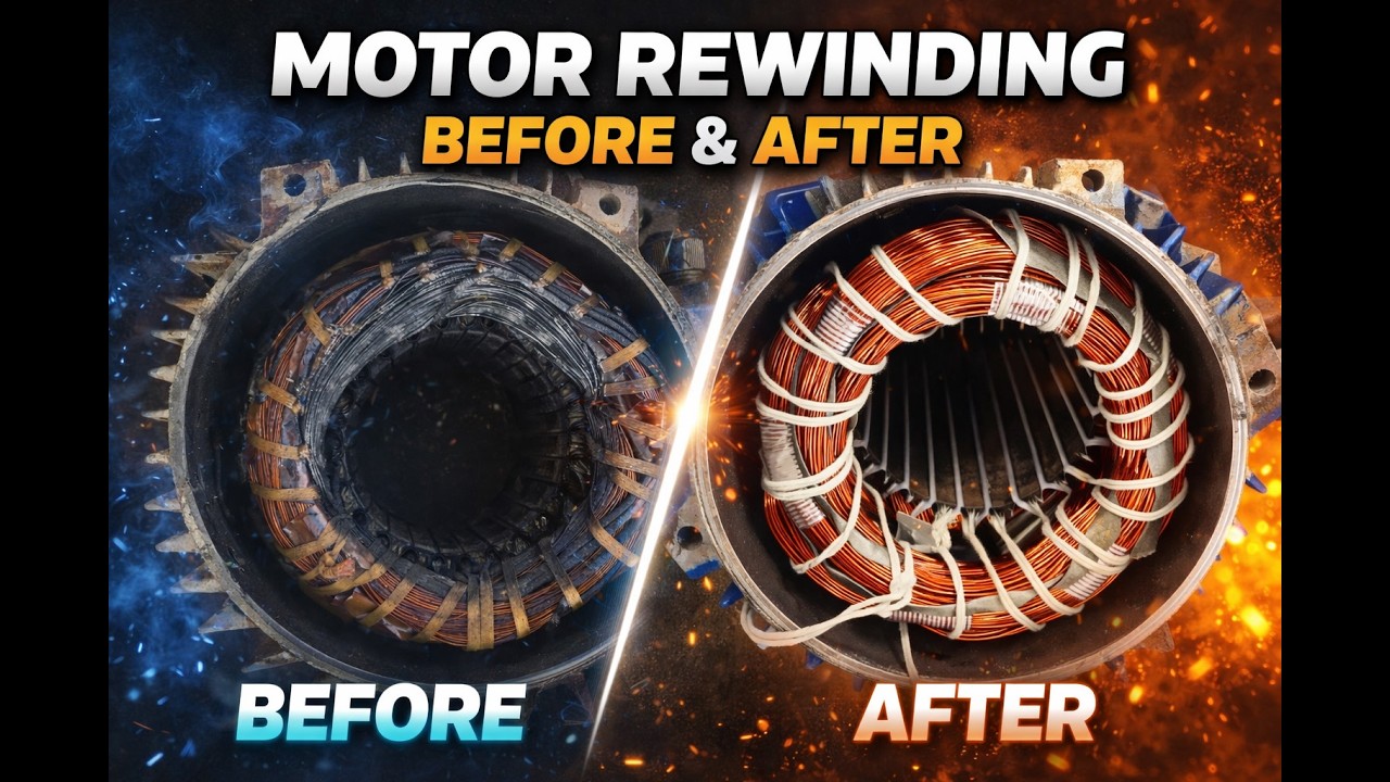 “From Burnt to Brand New! Electric Motor Rewinding Before & After”