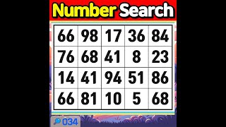 NumberSearch. Take on the Quick Find Challenge!【Memory | Concentration | Brain training | quiz】#034