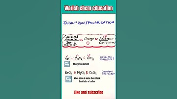 How to find covalent characters in Ionic molecule by fajan rule  #iit #jee @WarishChemEducation