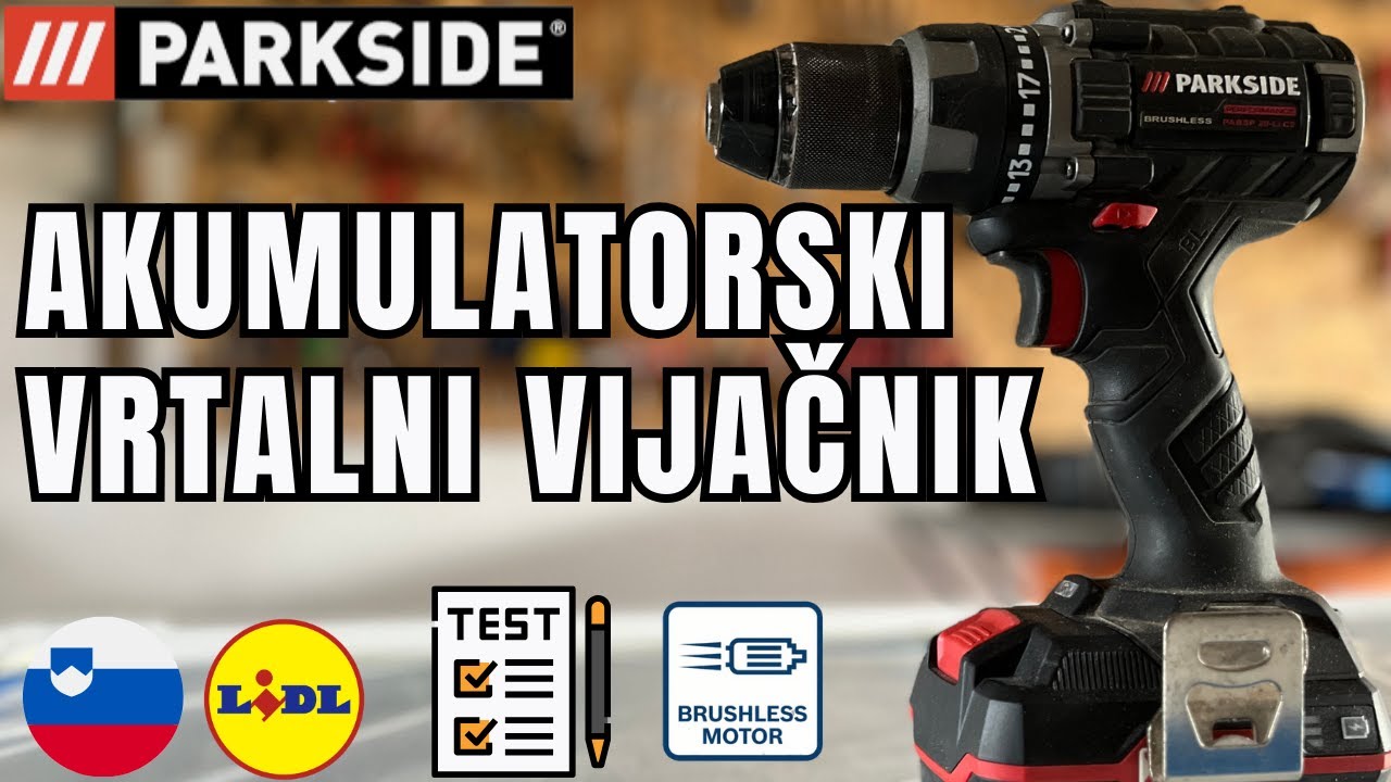 AKUMULATORSKI VRTALNI VIJAČNIK PARKSIDE BRUSHLESS PABSP 20-Li C2 SLOVENIJA SLOVENE LIDL