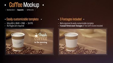 Coffee AE Mockup | Cappuccino Coffee to Go Business Card After Effects Template