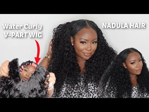 Get Flawless Water Curly Wave Curls: The Viral V-Part Wig for Effortless Style! @NadulaHair