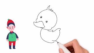 How To Draw A Cute Duck Step By Step For Kids - Easy Duck Baby Drawing.