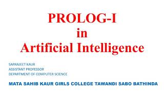 Prolog-I (artificial intelligence) MSc-IT-II by sapanjeet kaur