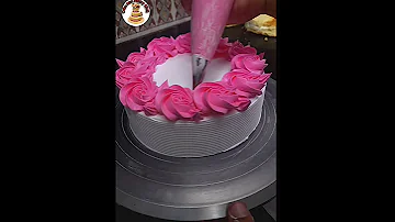 Vanilla Cake Design // whipped Cream Rose Decoration ideas #shorts