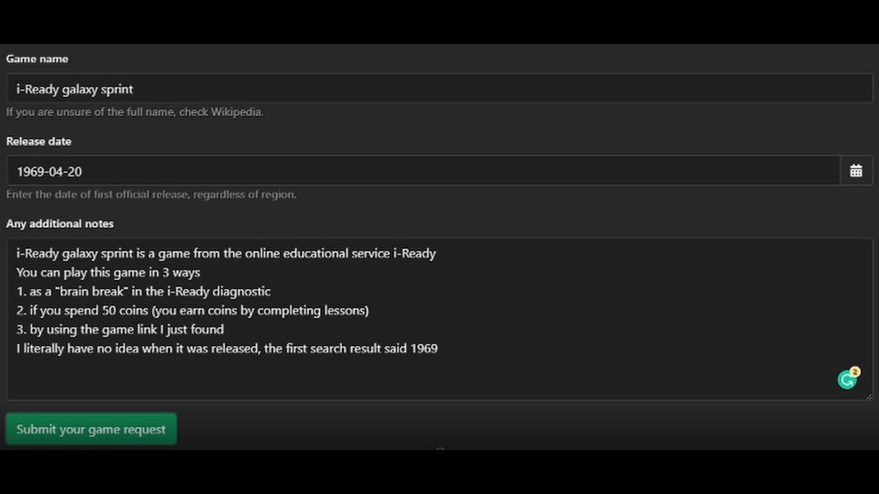 Submitting my game request on speedrun dot com - YouTube
