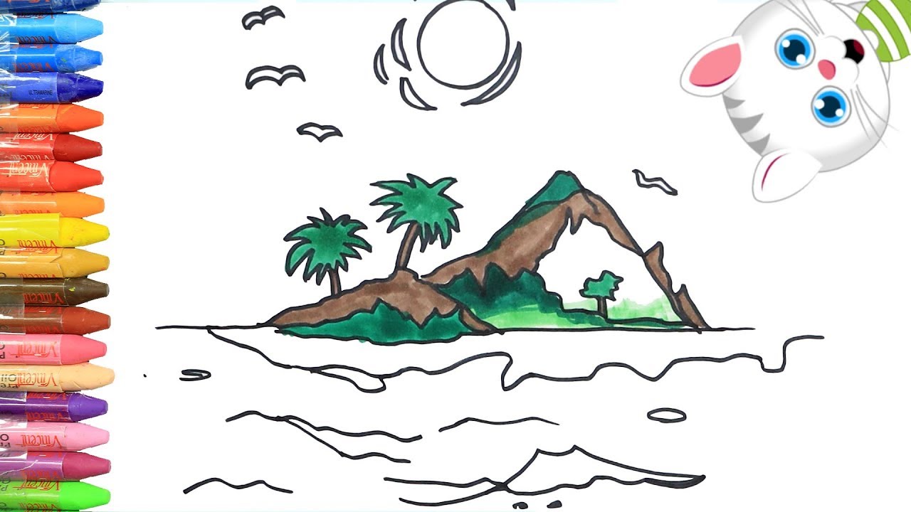 Cómo Dibujar y Colorear Isla tropical | Dibujos Para Niños con MiMi 😺 |  Aprender Colores - thptnganamst.edu.vn
