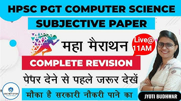 Complete Revision for HPSC PGT Computer Science | Jyoti Budhwar | UGC NET GYAN Computer Science