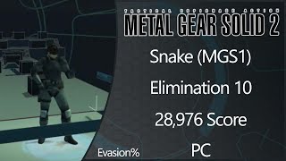MGS2: Substance | PC | Snake (MGS1) | Elimination | Level 10 | Evasion% | 28976 Score