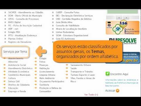 Portal de Serviços da PBH: os Temas