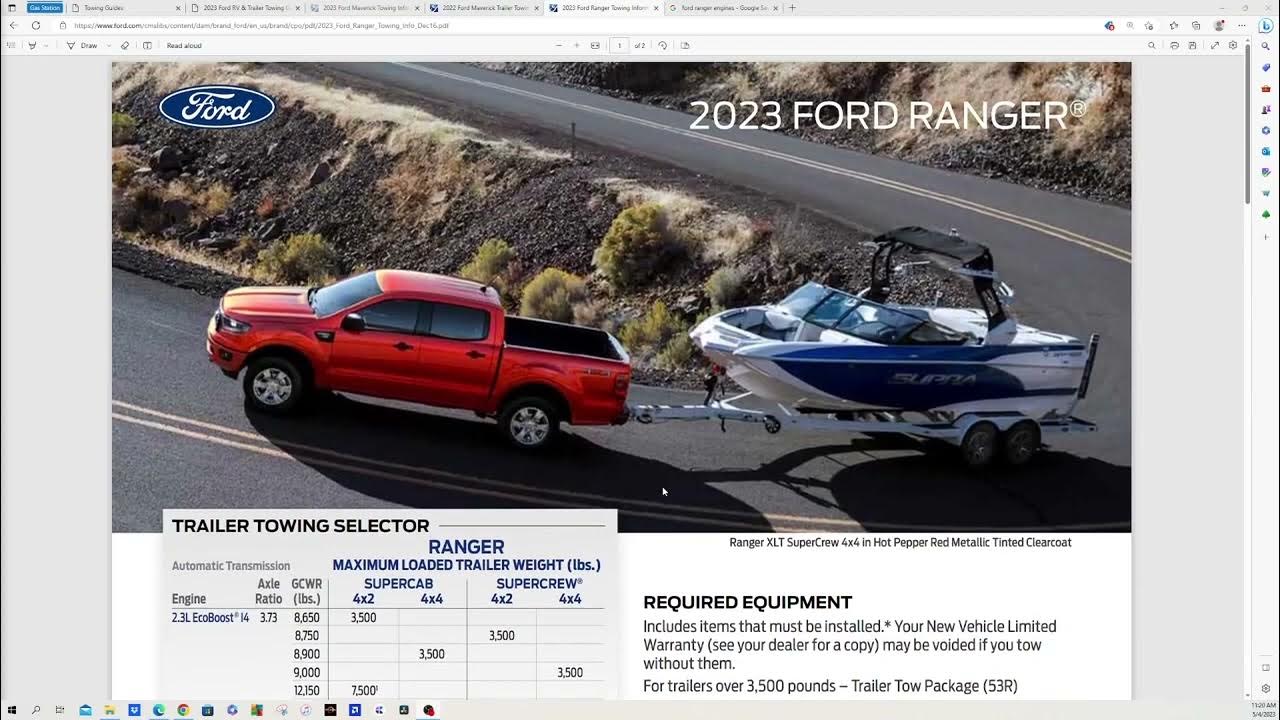 2023 FORD RANGER MAX TOWING CAPACITY EXPLAINED! WHAT IS THE TRAILER