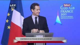 Sarkozy esquive sur Bouteflika accueilli en France (Conférence de presse Elysée 24-01-2011)