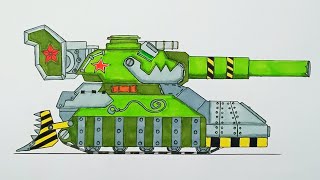 Cách vẽ xe tăng hoạt hình KB-44 || Vẽ tăng kb-44 - [ Xe tăng HomeAnimations ] How To Draw A Tank