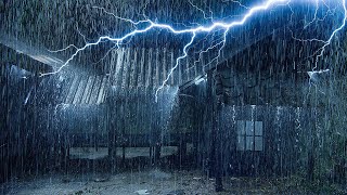 Terrible Stormy Night to Sleep Instantly | Powerful Rainstorm on Tin Roof & Intense Thunder Sounds