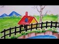Easy landscape drawing with crayons to know