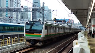 1558E E233系3000番台都ﾔﾏU619編成  高輪ゲートウェイ通過シーン