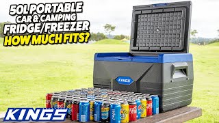 adventure kings 50l portable car & camping fridge/freezer - how much fits?