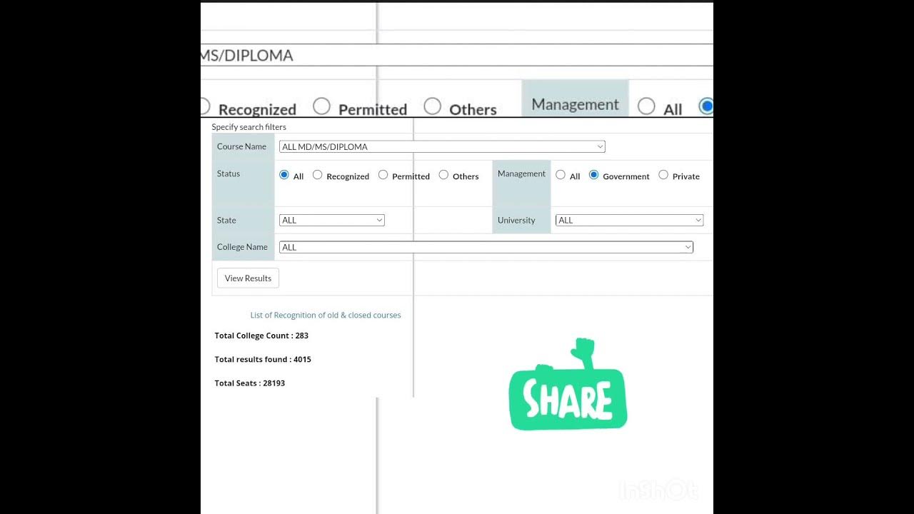 TOTAL md/ms deploma in govt +private colleges seats..2023 YouTube