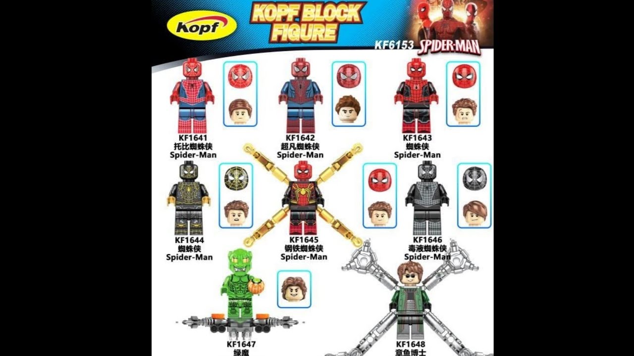 SPIDER-MAN NO WAY HOME - MINIFIGURES BUILD - UNOFFICIAL LEGO - KOPF BRAND - KF6153 - 