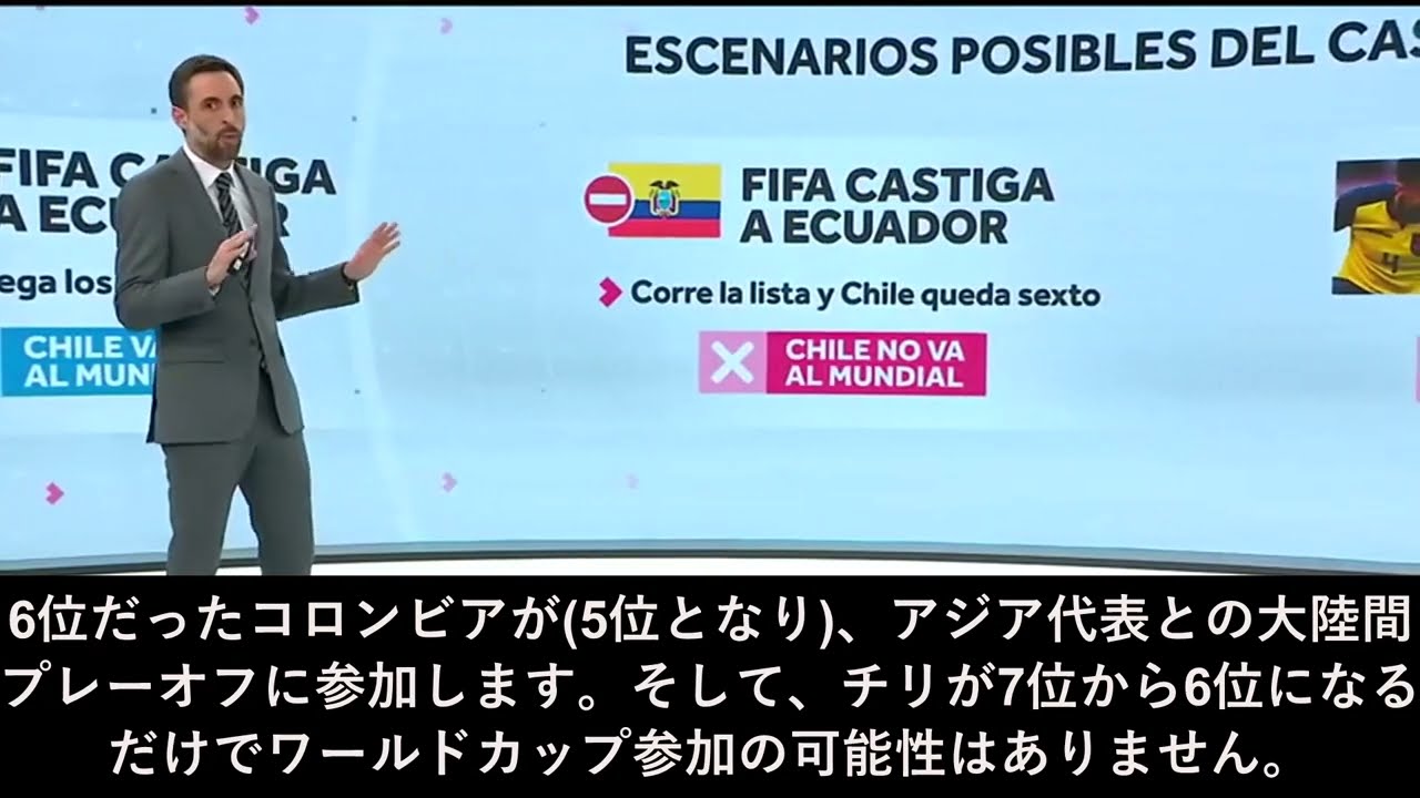チリのサッカーワールドカップ逆転参加なるか 条件は エクアドルが失格 エクアドルの勝ち点を対戦国に 争点は エクアドル代表 のバイロン カスティージョはエクアドル人なのかコロンビア人なのか サッカー動画max