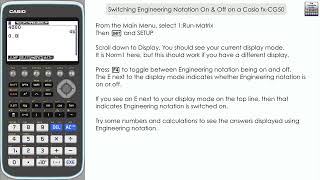 How To Switch Engineering Notation On & Off On A Casio fx-CG50