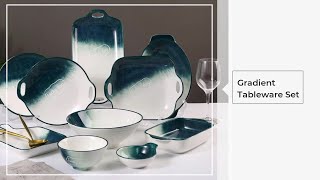 Blue And White Gradient Tableware Set