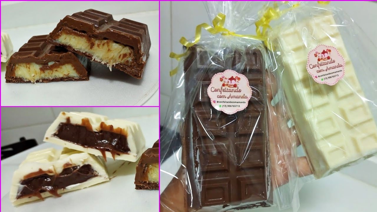 Barra de Chocolate Recheada 😱 Mais uma opção para Páscoa, e Faça e venda pro ano todo! VENDE MUITO!