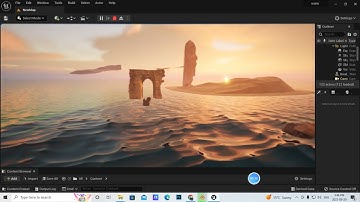 Unreal Engine 5  preview :Sunset scene and city ruins animation. 初学者虚幻5景色教程预览