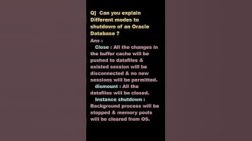 #shorts Can you explain different modes to shut down of an Oracle database ? | interview question
